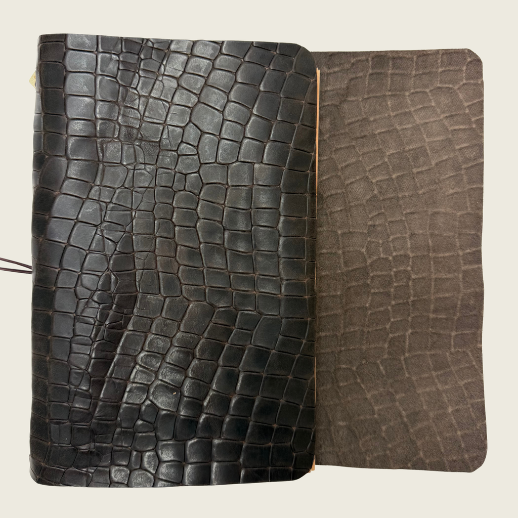 Cocoa A5 embossed in a brown rich, warm elegant tone.