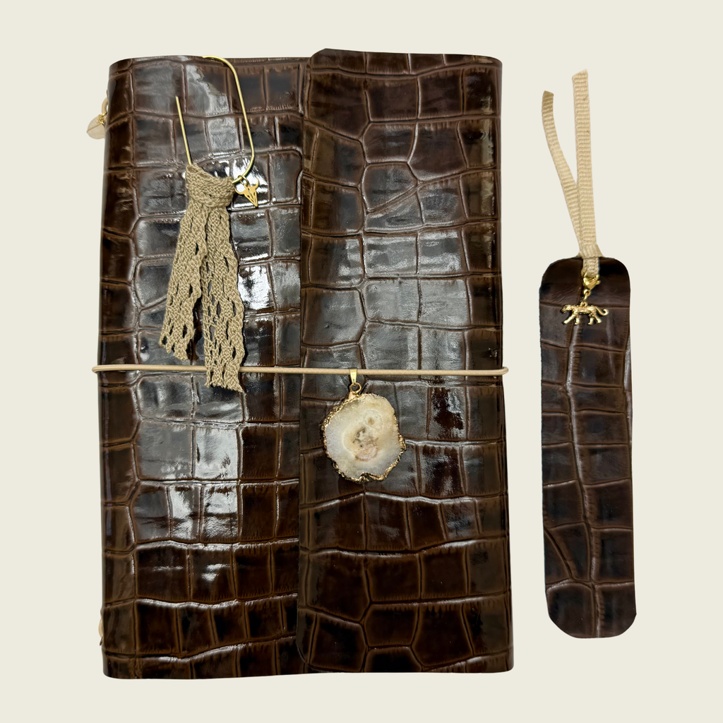 Hot Fudge A5 Brown patent leather finish ,classy and elegant
