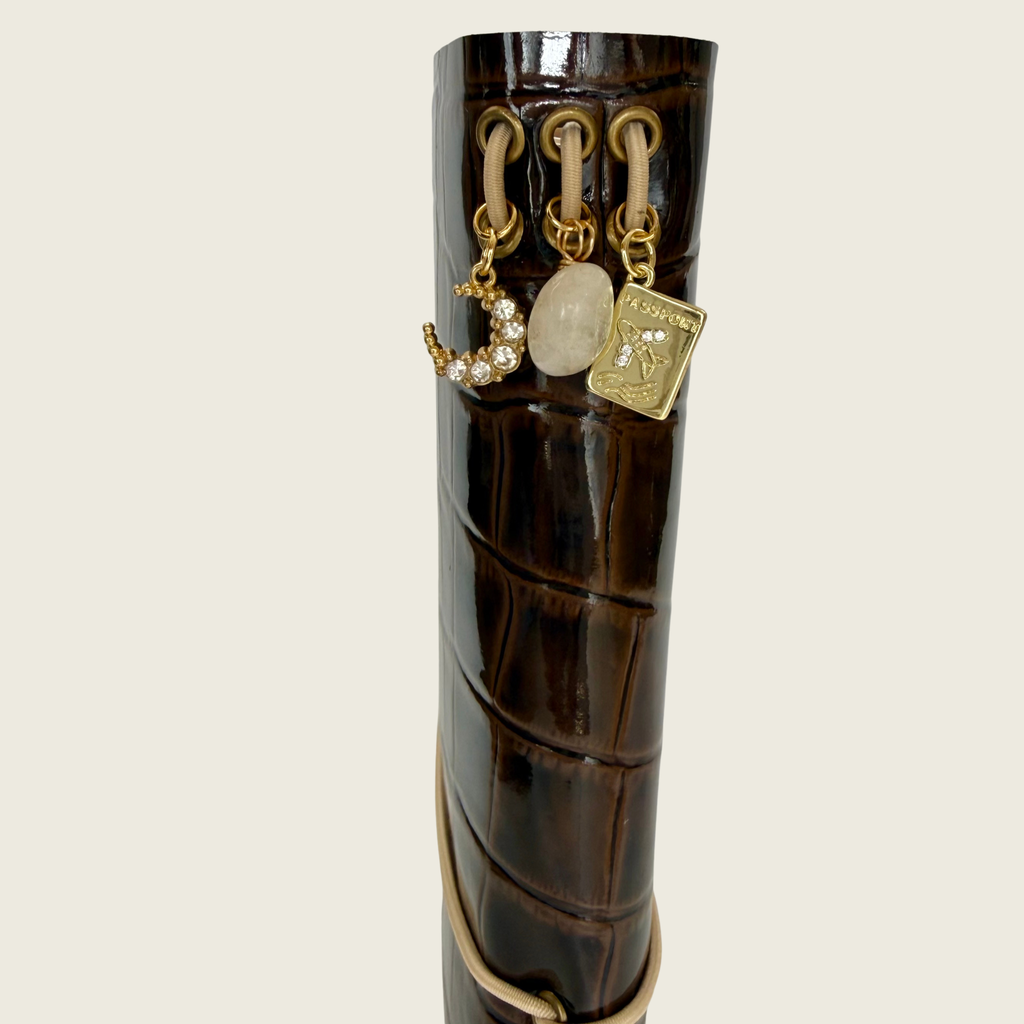 Hot Fudge A5 Brown patent leather finish ,classy and elegant