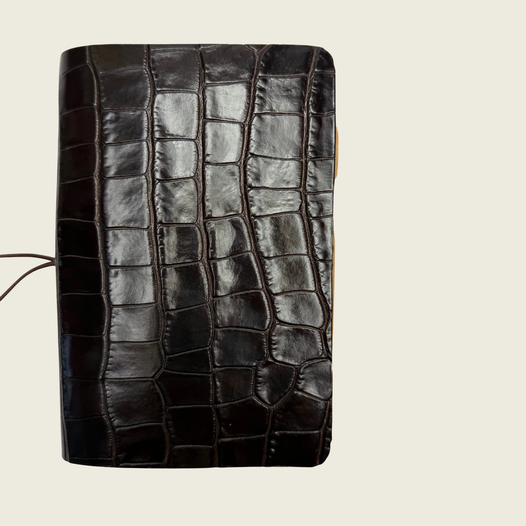 Mini Dark Chocolate A6 classic brown leather with refined elegance and timeless appeal