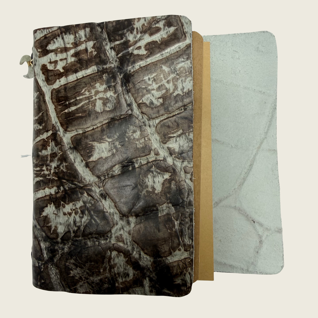 Mini brown ice A6 marbled pattern in brown and soft grayish light blue tones