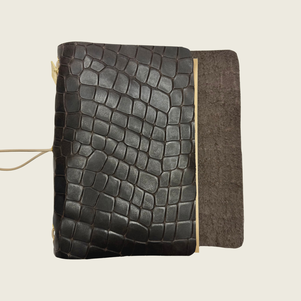Mini Cocoa A6 embossed in a brown rich, warm elegant tone