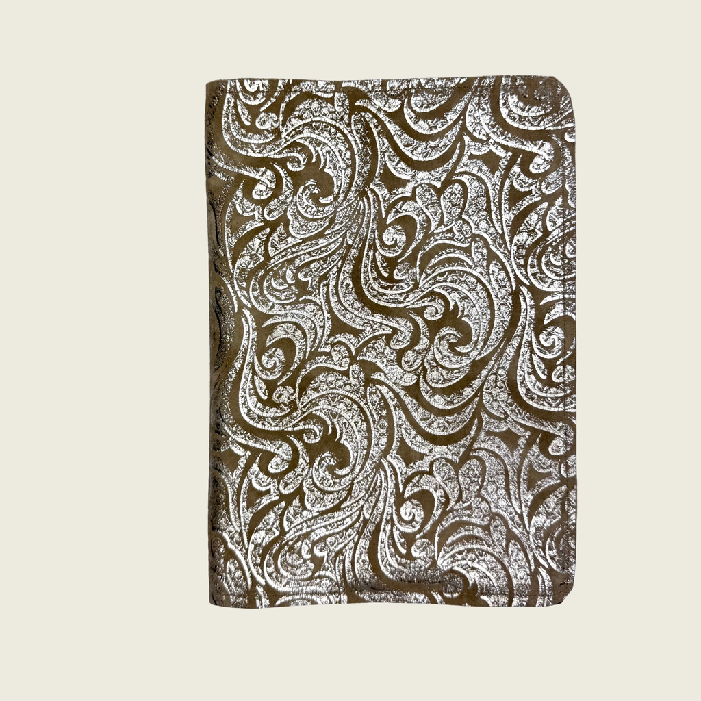 A5 insert 3 Suede soft leather with an elegant silver pattern