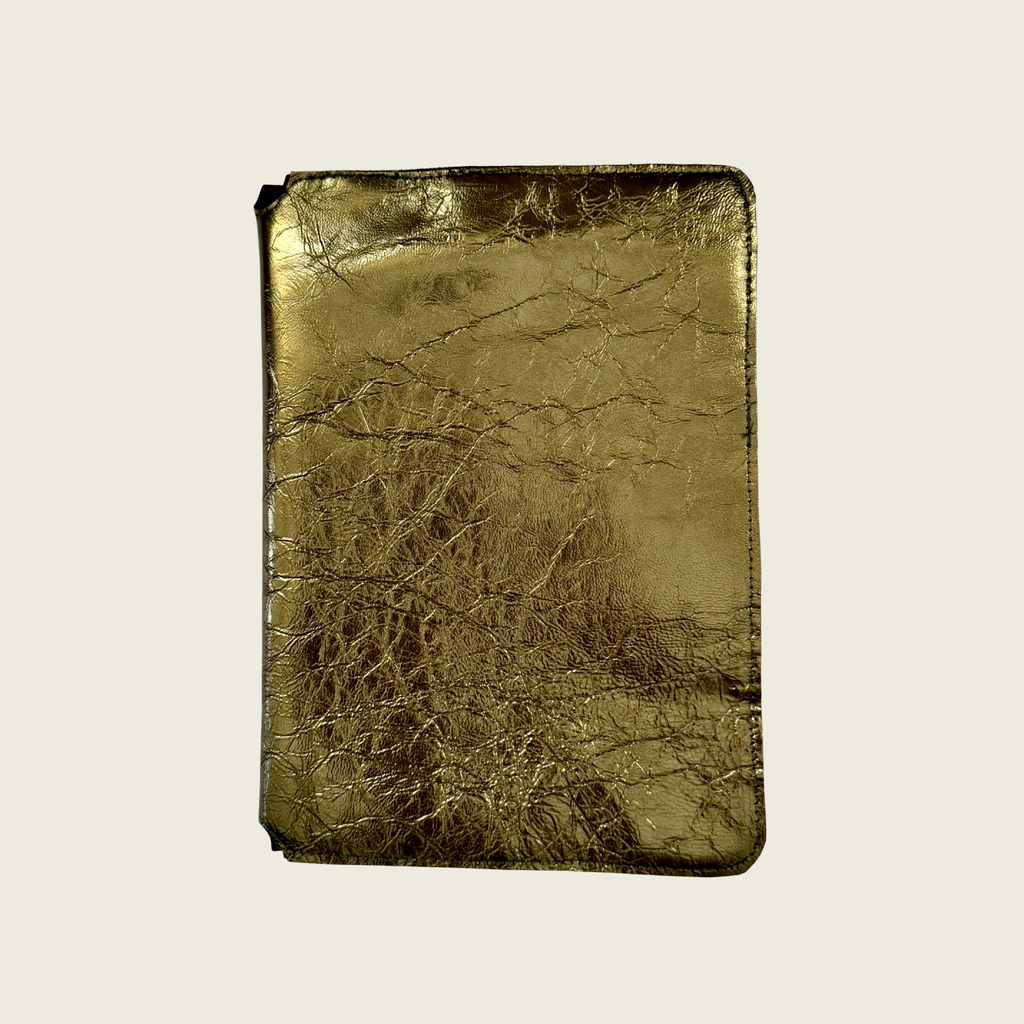 A6 insert 6 metallic soft green leather with a crinkled texture