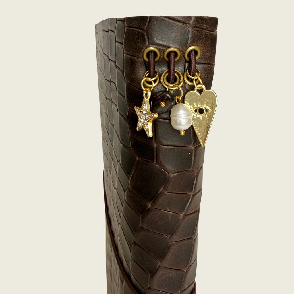 Cocoa A5 embossed in a brown rich, warm elegant tone.